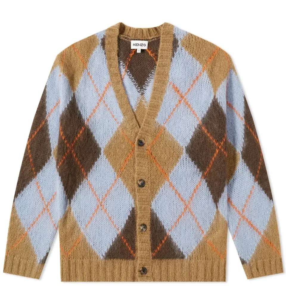 Argyle Mohair Buttoned Cardigan