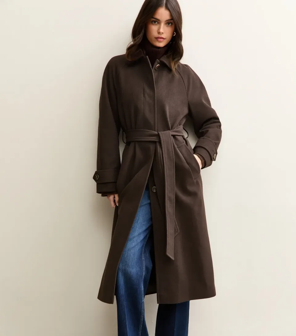Women's Yellow Button Up Belted Coat