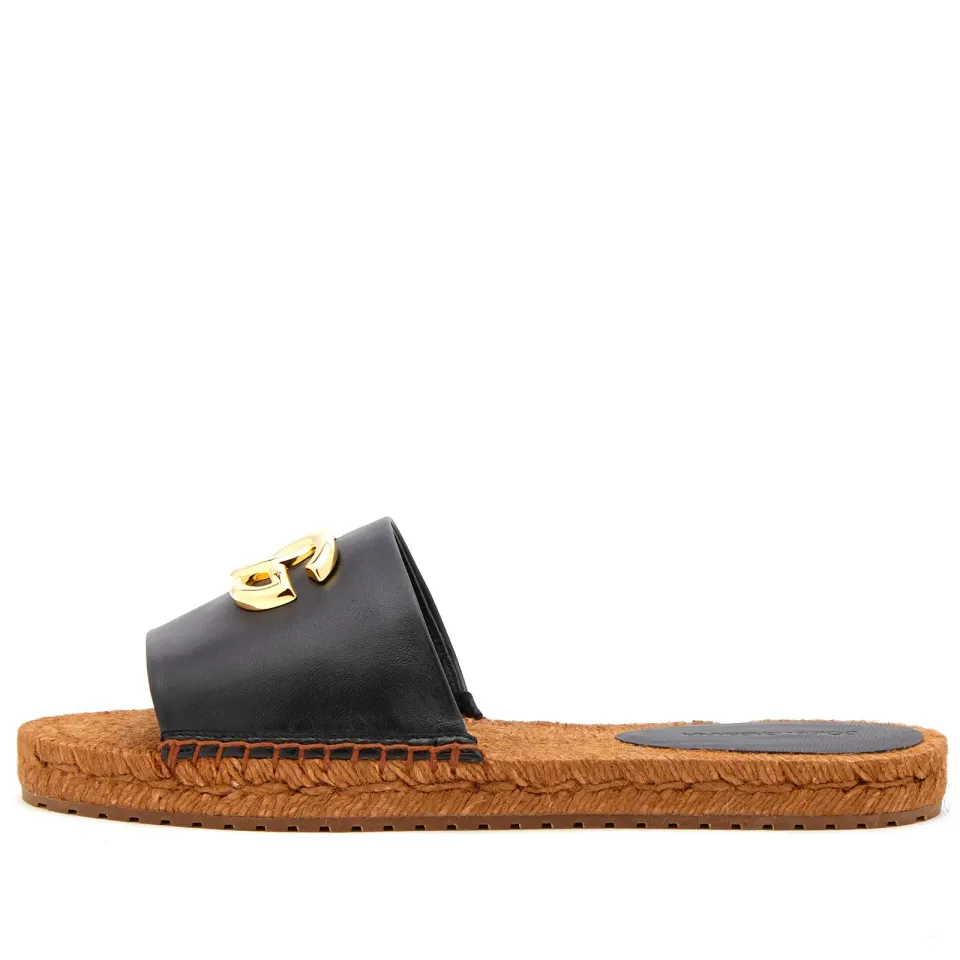 Logo Leather Slide