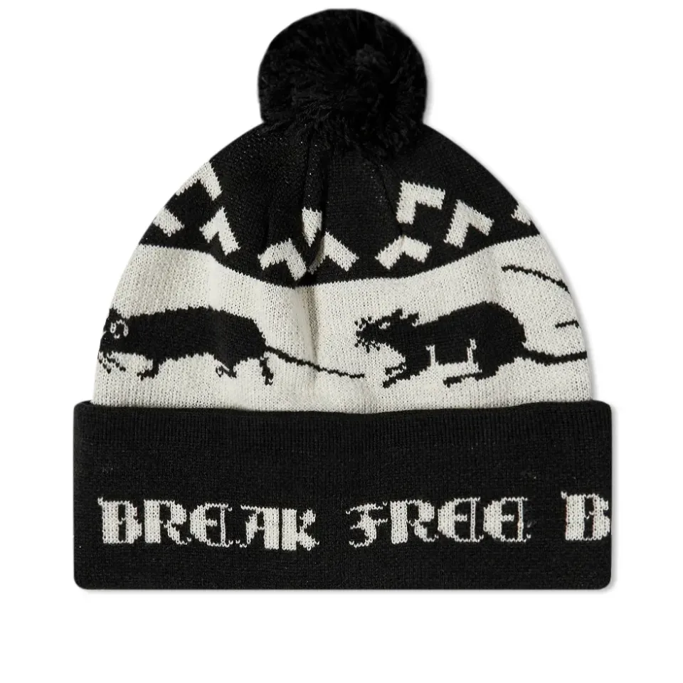 Last Resort Rat Race Pom-Pom Fold Beanie