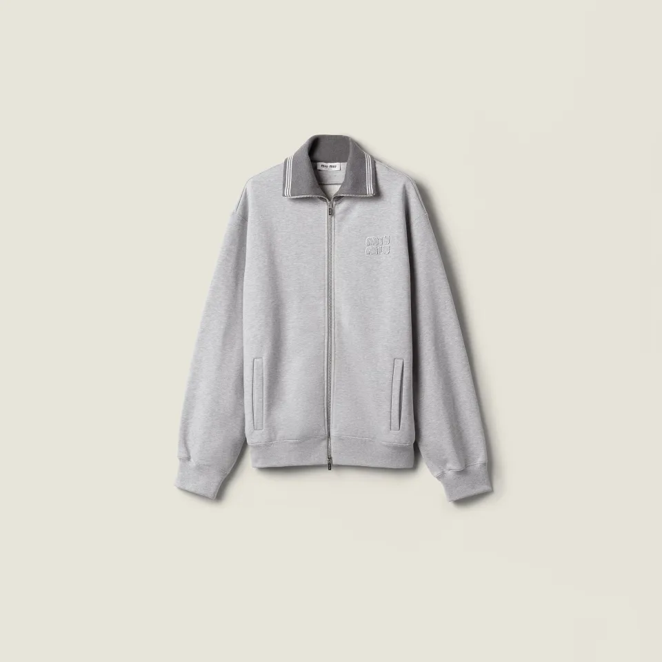 Zippered cotton fleece jacket