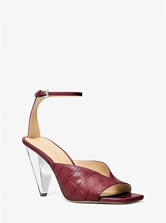 Electra Crocodile Embossed Leather Sandal