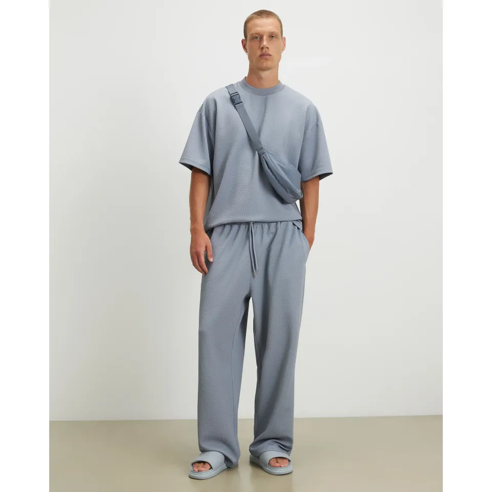 Waffle Textured Wide Leg Joggers