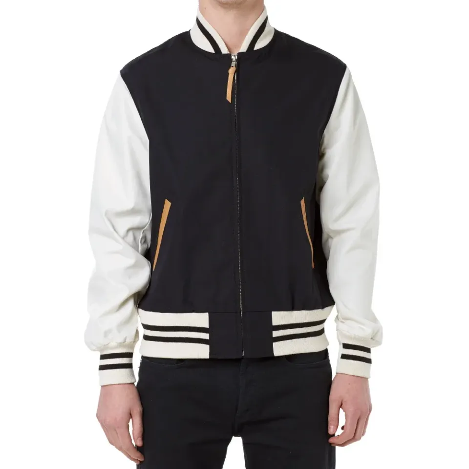 Poplin Dupont Zipped Varsity Jacket