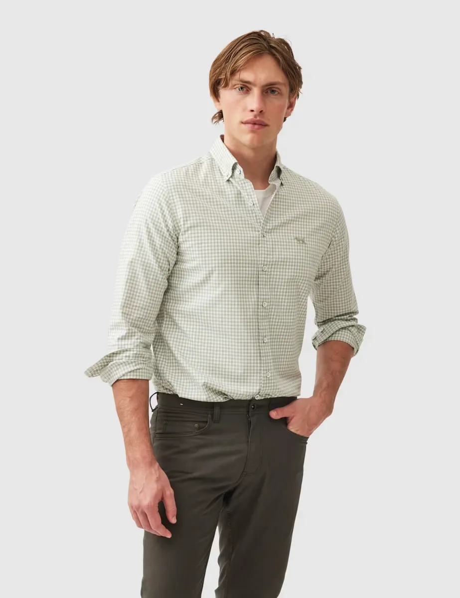 Oxford Baysure Pure Cotton Gingham Shirt Green Mix