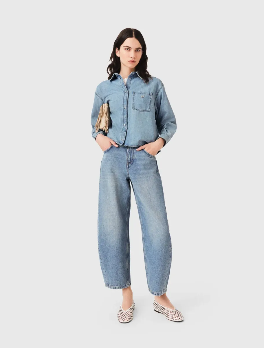 Denim shirt with logo