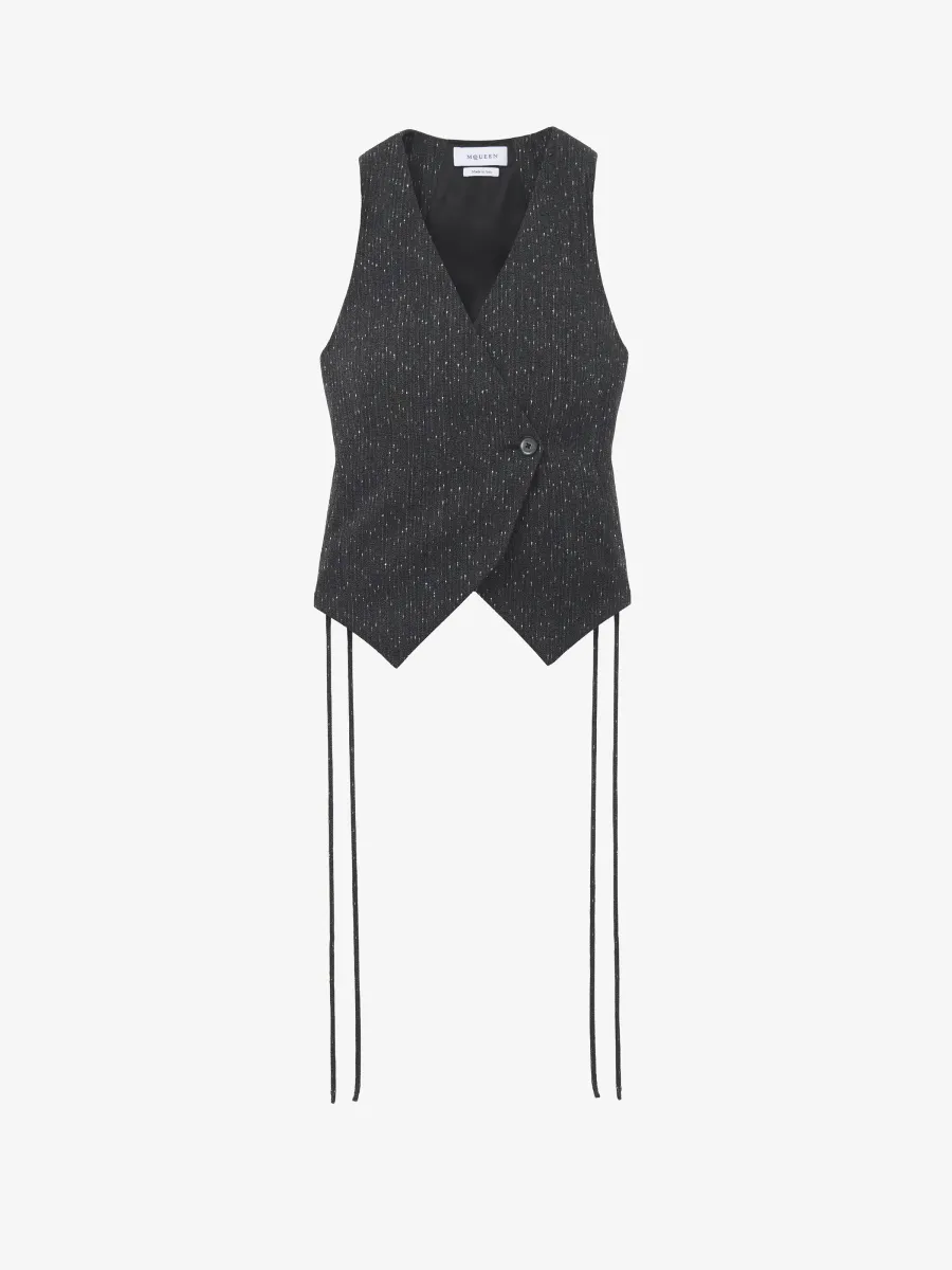 Flecked Pinstripe Corset Laced Waistcoat
