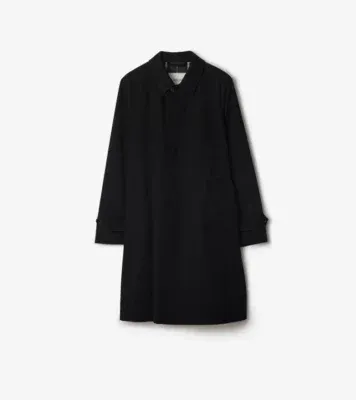 Long Gabardine Car Coat in Black - Men, Cotton Gabardine