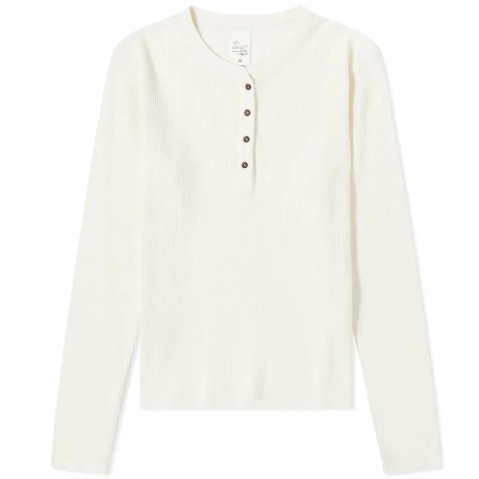 Nudie Long Sleeve Mira Henley Waffle T-Shirt