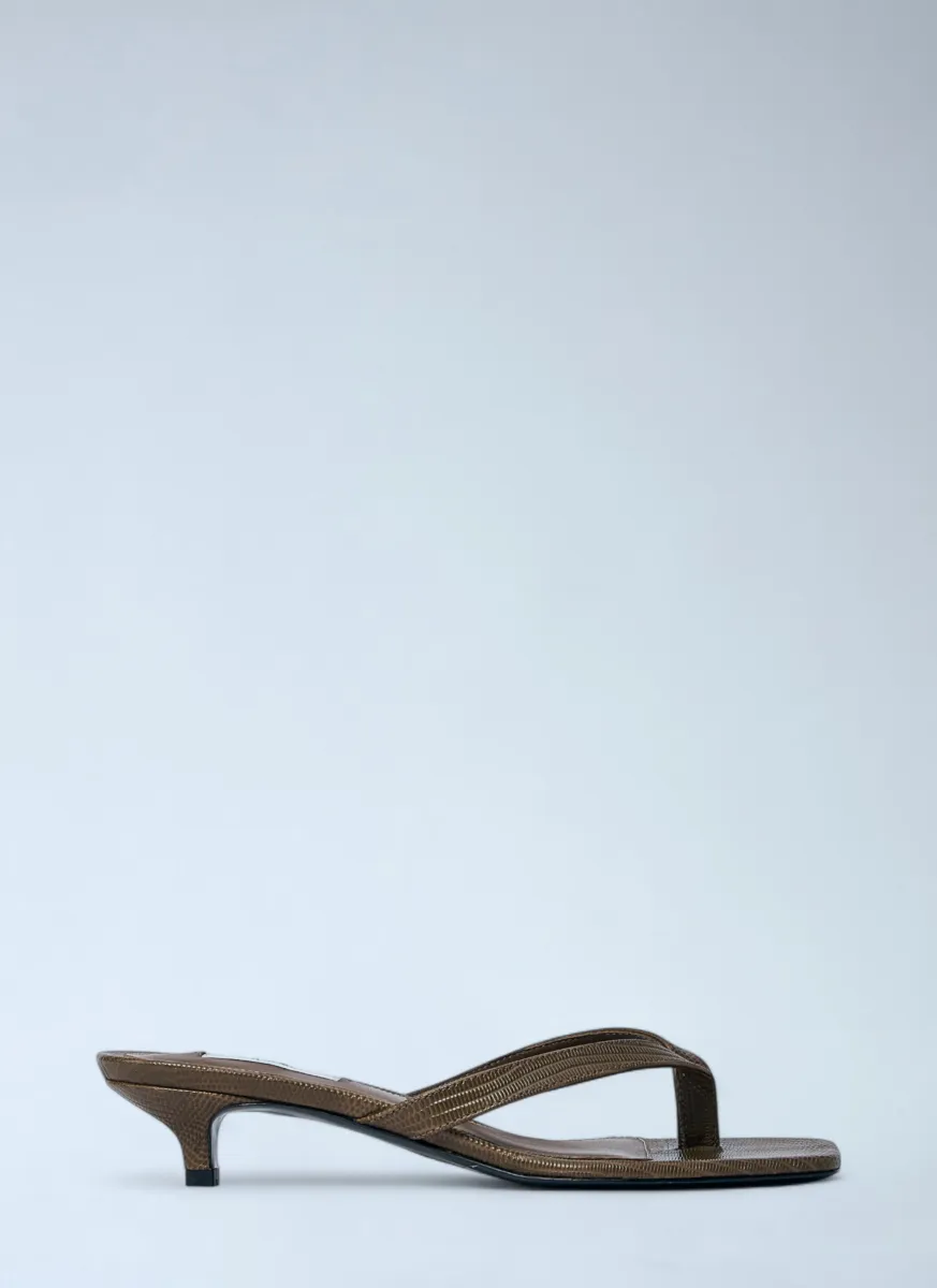 Lizard-Embossed Flip Flops