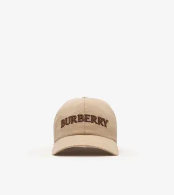 Logo Gabardine Baseball Cap in Flax beige