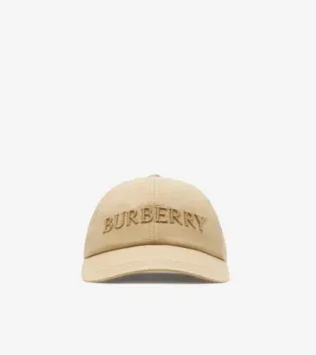 Logo Gabardine Baseball Cap in Flax beige
