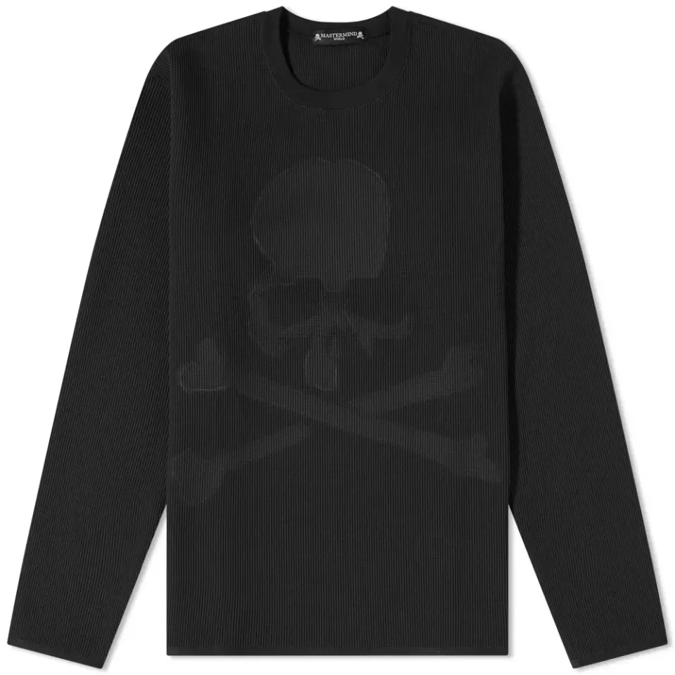 Long Sleeve Embossed Skull Thermal T-Shirt