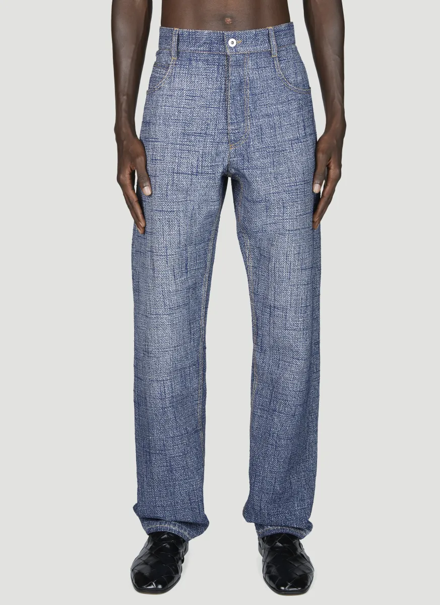 Texture Denim Print Pants