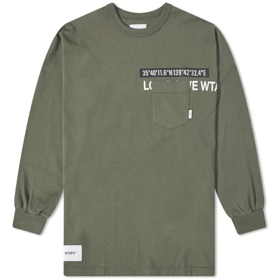 Long Sleeve WTUBE Print Pocket T-Shirt