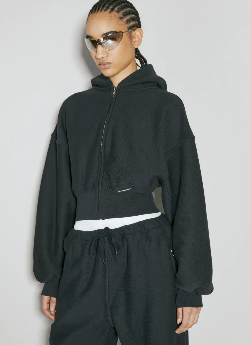 Cropped Zip-Up Hooded Sweatshirt