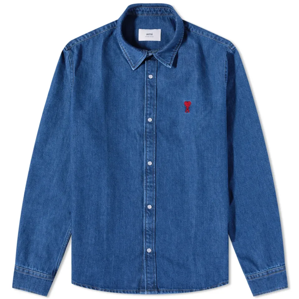 AMI Small A Heart Denim Shirt
