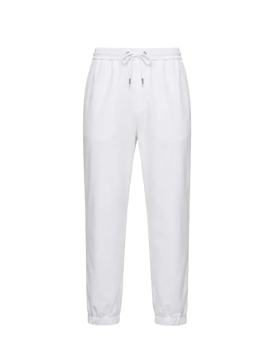 Men Striped Stretch Jogging Pants Ivory