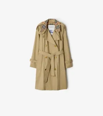 Mid-length Check Collar Castleford Trench Coat in Hamper beige - Women, Cotton