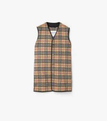 Check Wool Cashmere Warmer in Archive beige