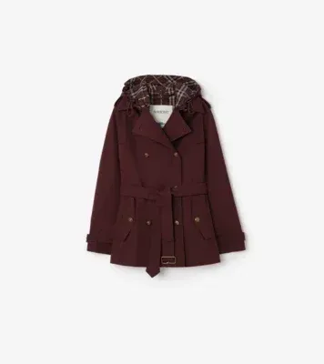 Short Tropical Gabardine Foxfield Trench Coat in Vineyard red