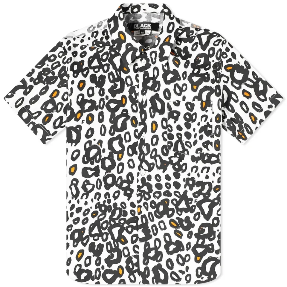 Comme des Garcons Black Leopard Print Short Sleeve Shirt