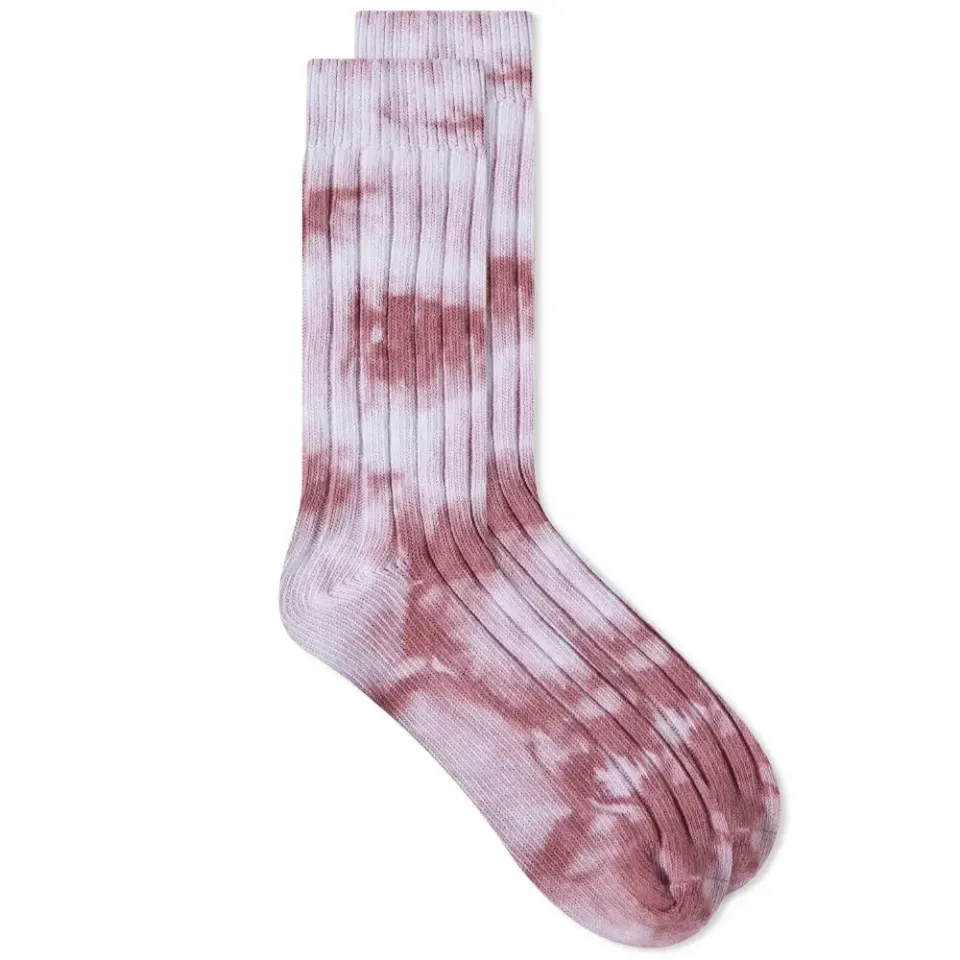 Dyed Ribbed Crew Socks