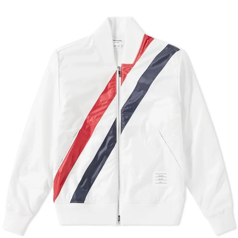 Diagonal Stripe Ripstop Bomber Jacket