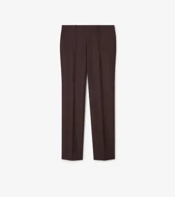 Striped Wool Mohair Tailored Trousers in Log brown