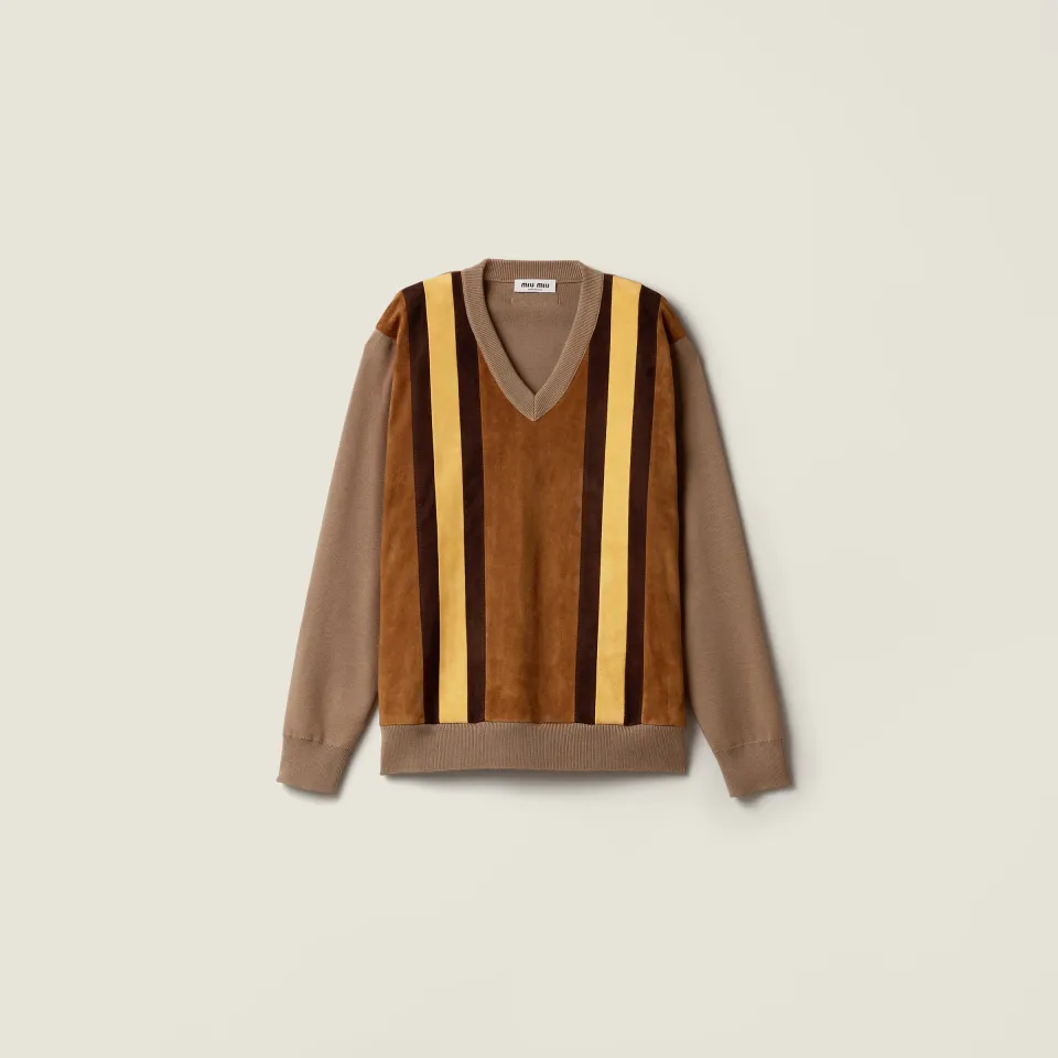 Wool and suede sweater