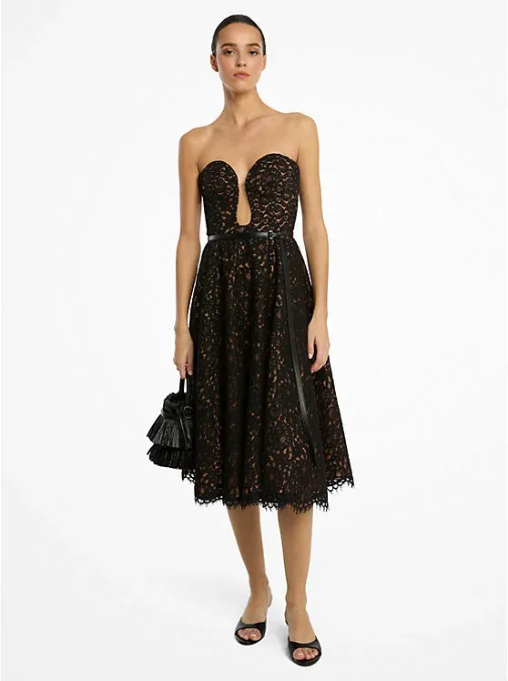 Corded Floral Lace Bustier Dress