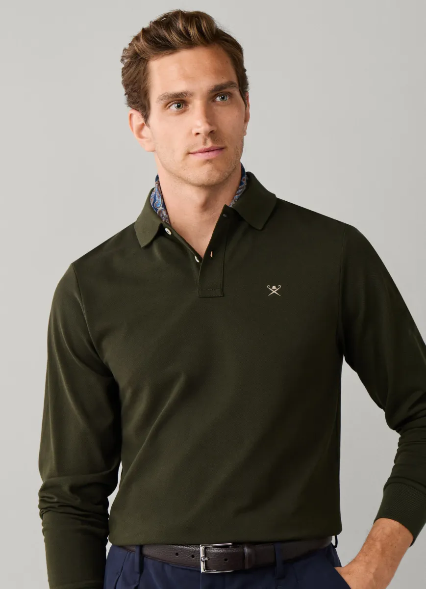 Slim Fit Long Sleeve Logo Polo
