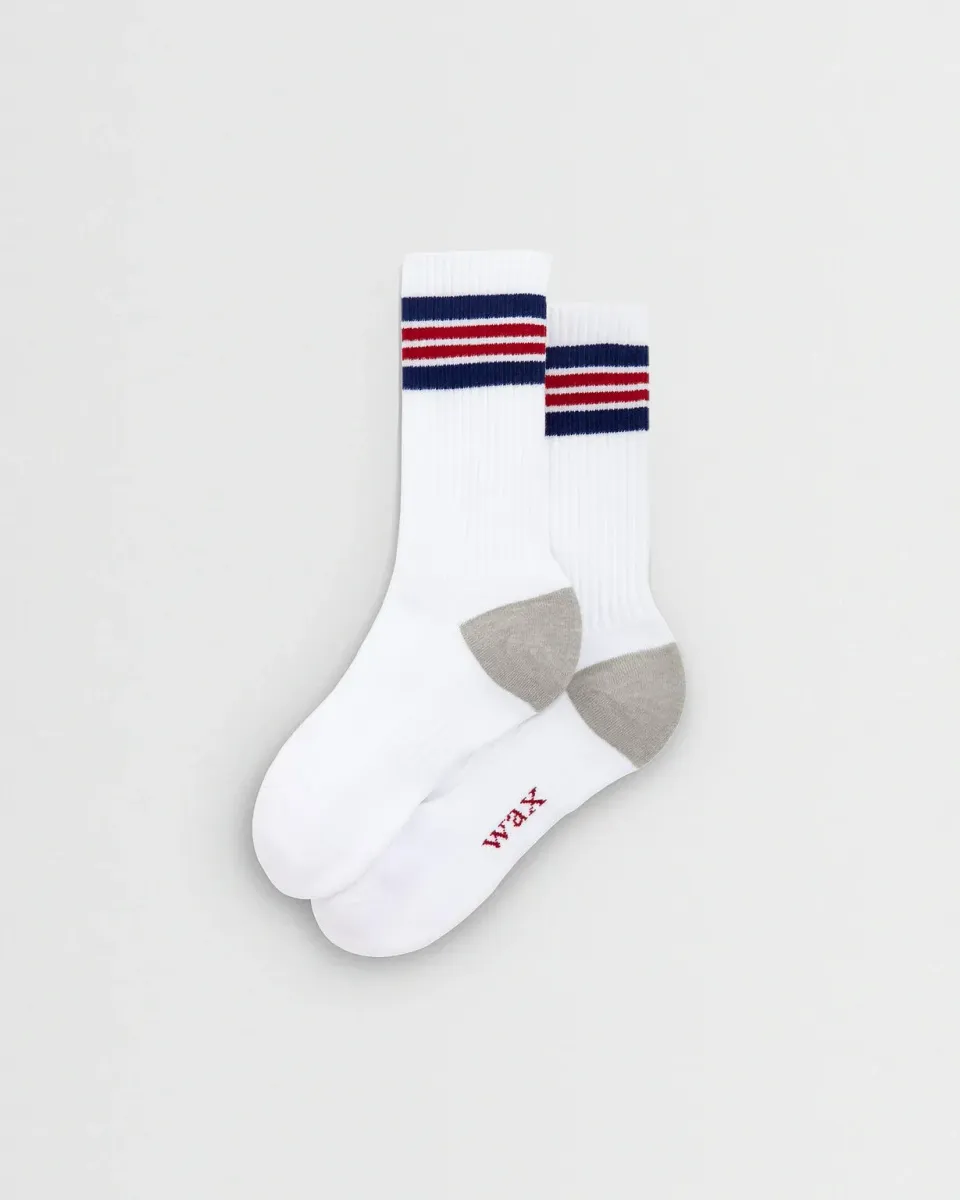 Thorpe - White and Red Branded Stripe Socks