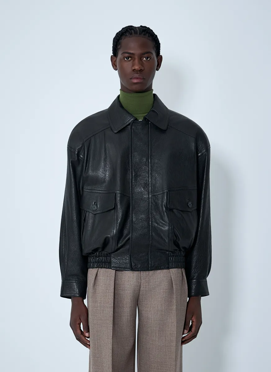 Leather Blouson Jacket