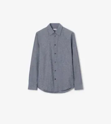 Classic Fit Cotton Blend Shirt in Bright navy