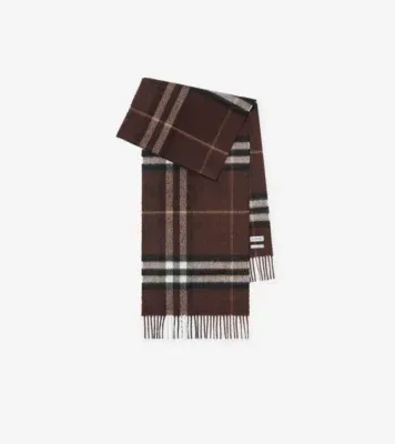 Check Cashmere Scarf in Treacle brown