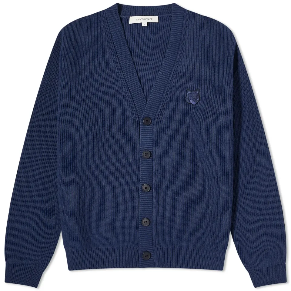 Maison Kitsuné Bold Fox Head Ribbed Cardigan