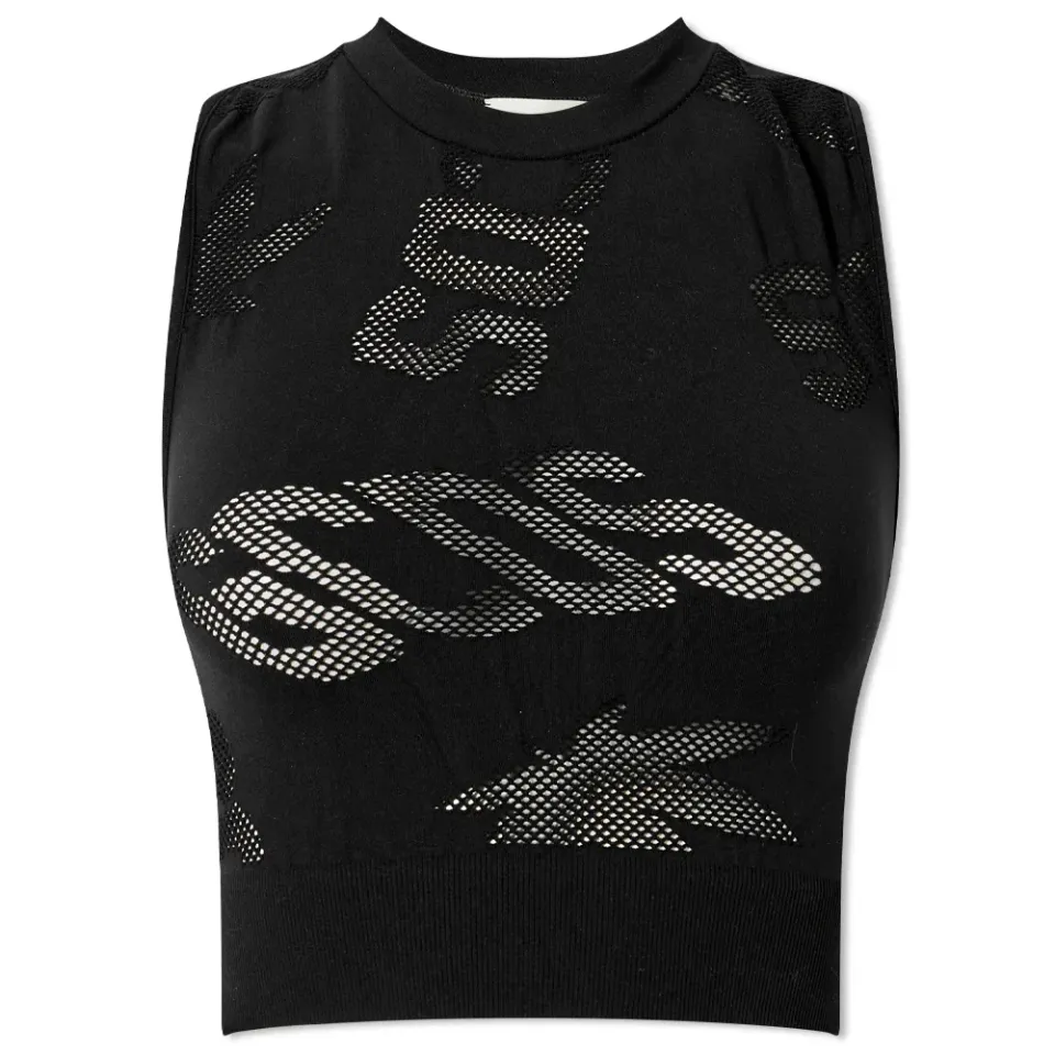 Logo Mesh Cropped Top