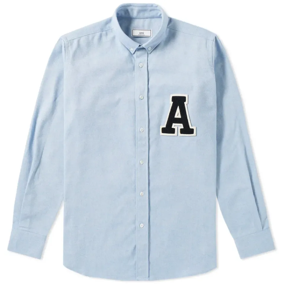 AMI Collegiate Logo Oxford Shirt