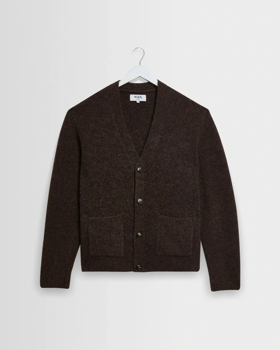 Walker - Chocolate Brown Fluffy Wool Knit Cardigan