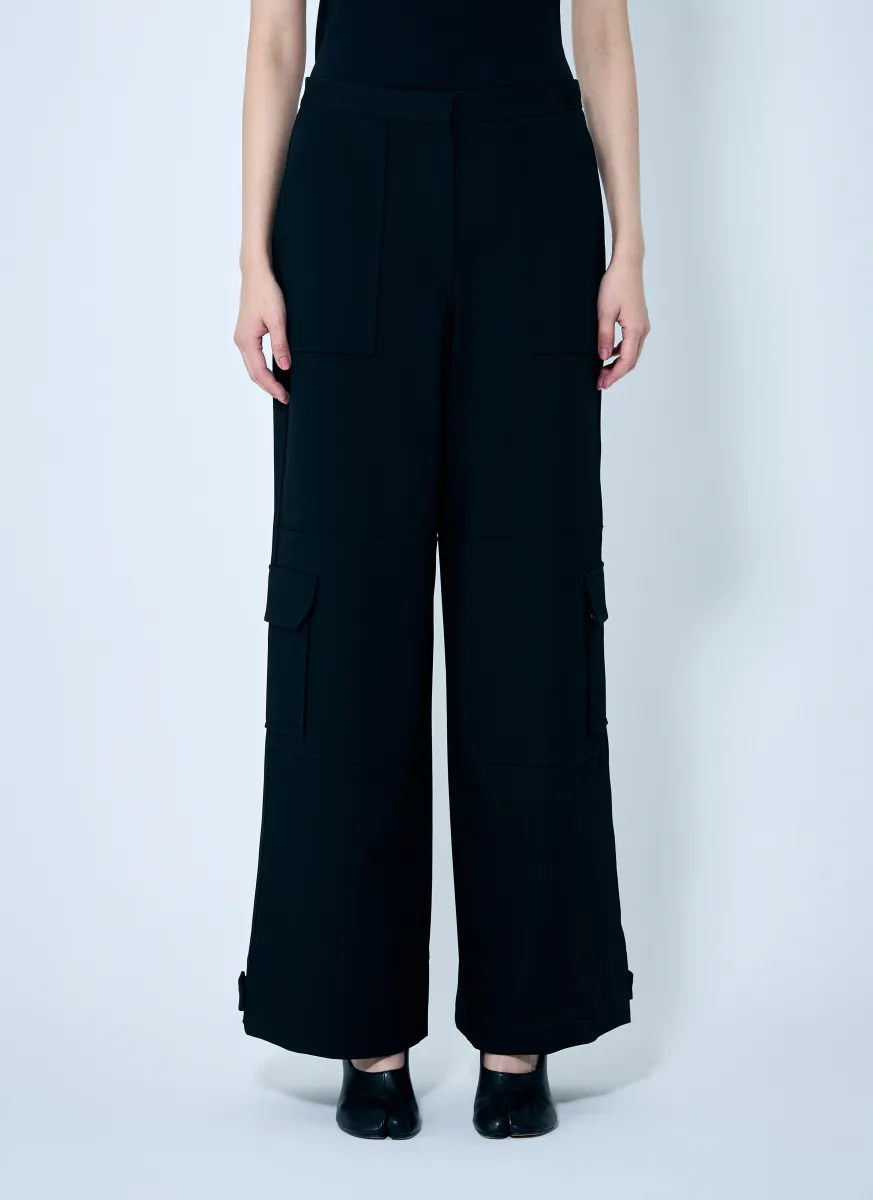 Solid Twill Suiting Cargo Pants