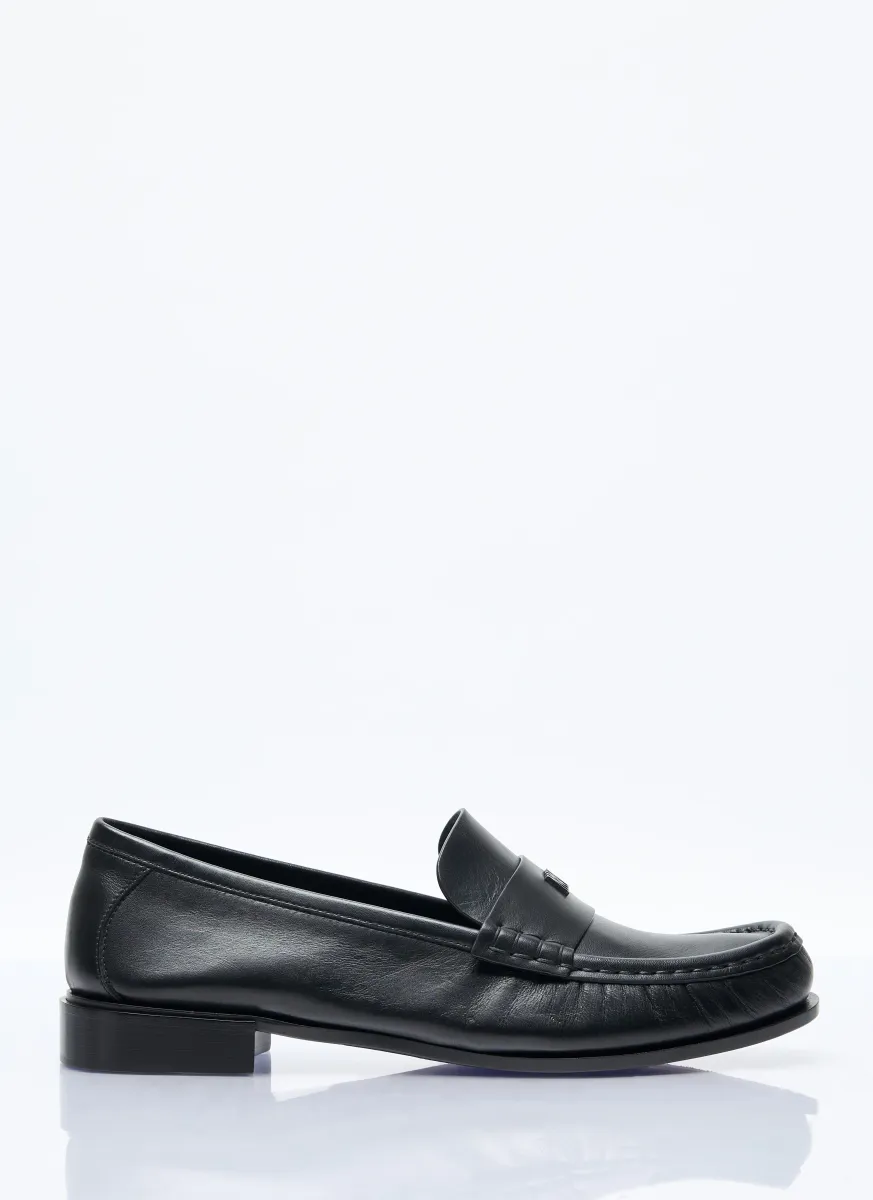 Logo Plaque Leather Loafers