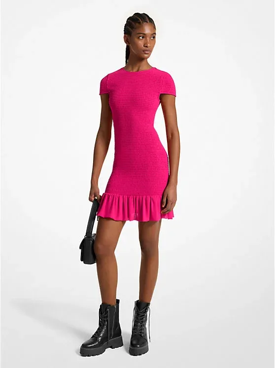 Smocked Georgette Mini Dress