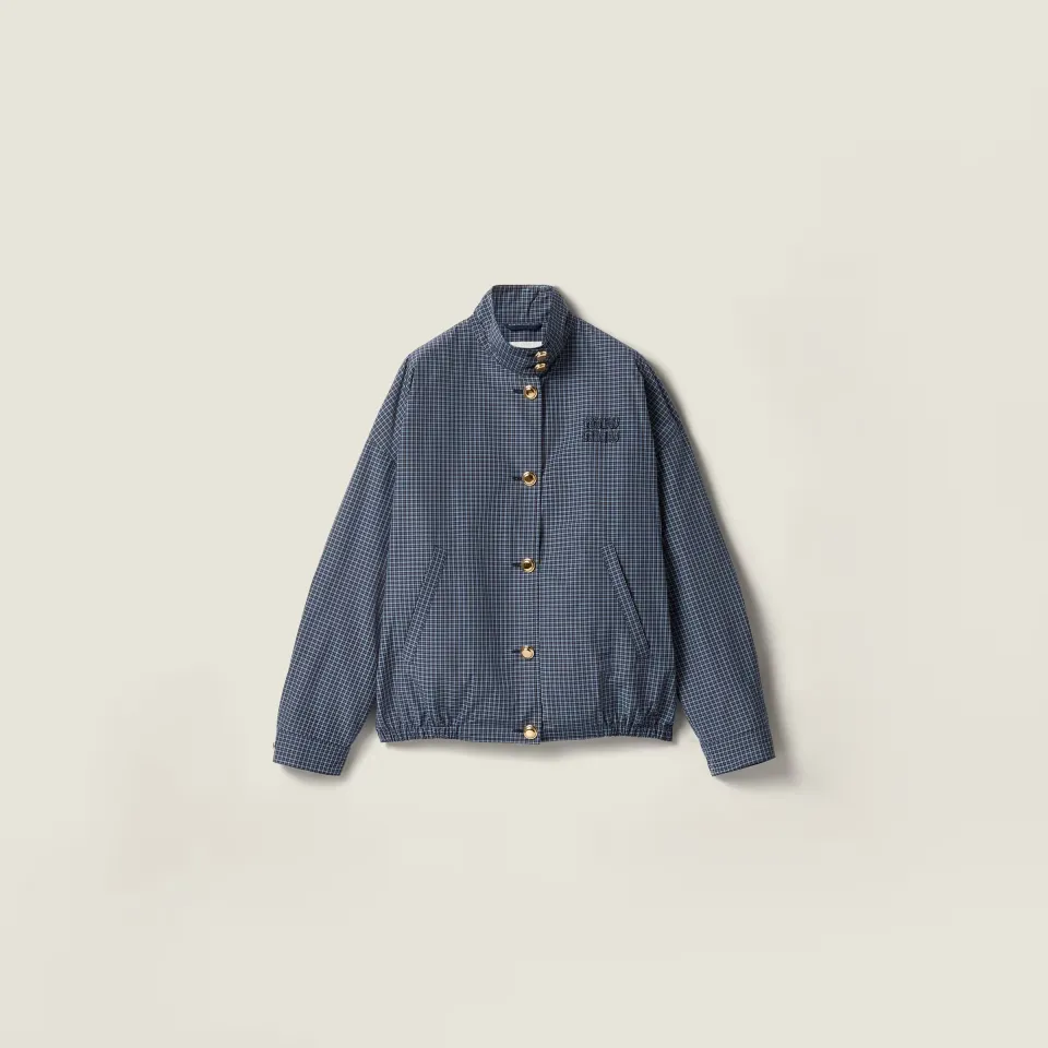 Checked technical fabric blouson jacket