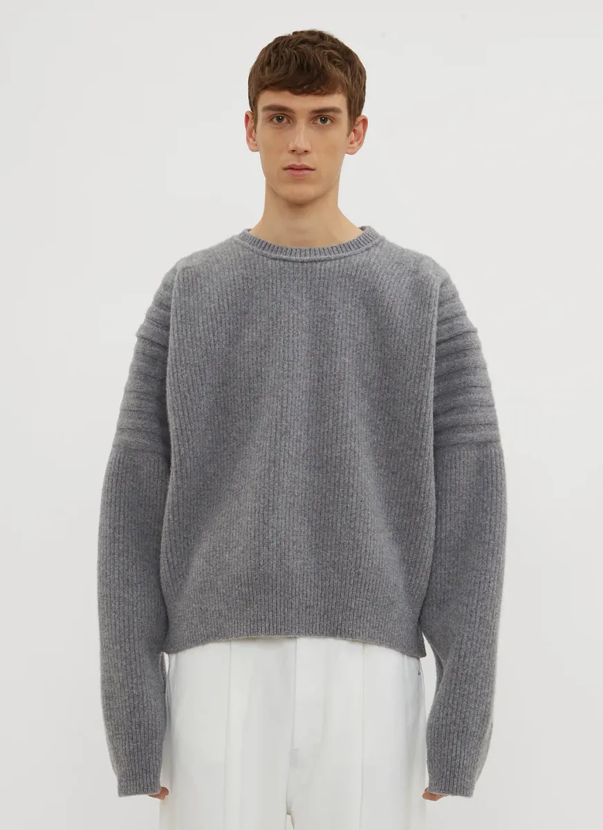 Cropped Ribbed Knit Sweater