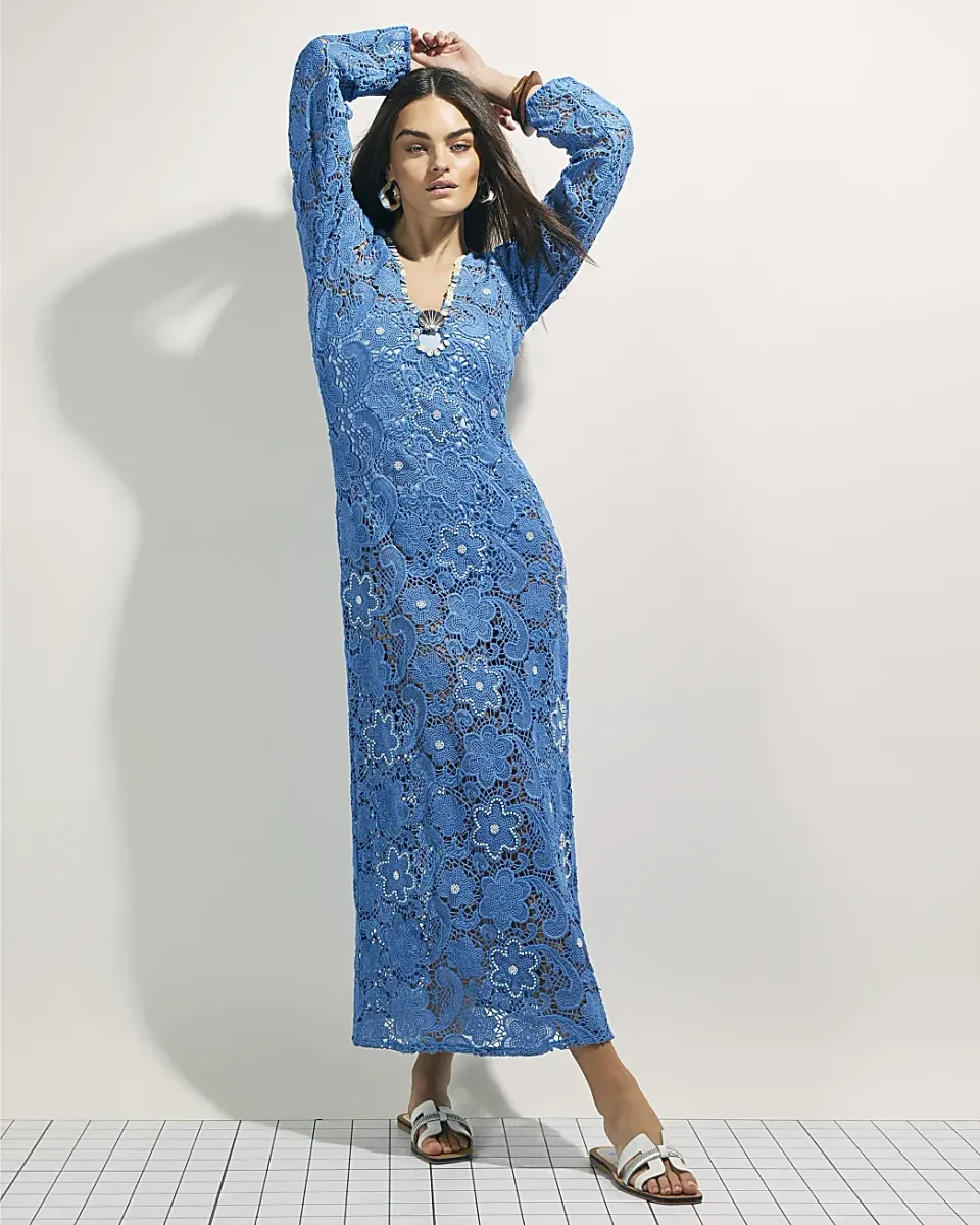 Crochet Shell Maxi Dress