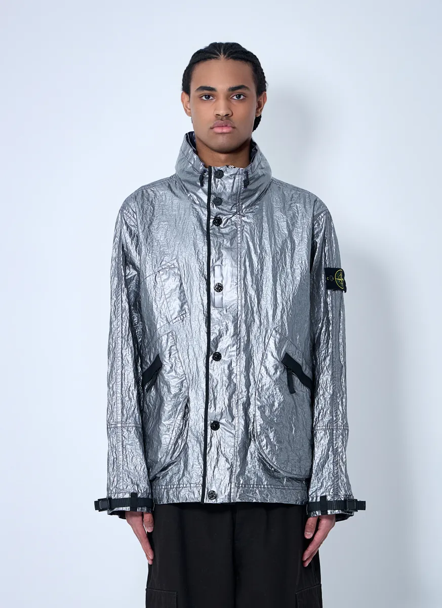 Metallic Jacket With Compass Patch