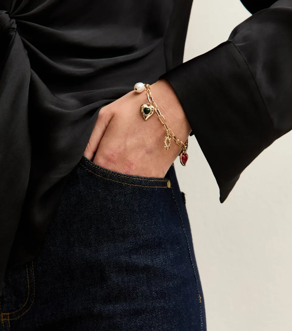 Gold Tone Multi Charm Bracelet