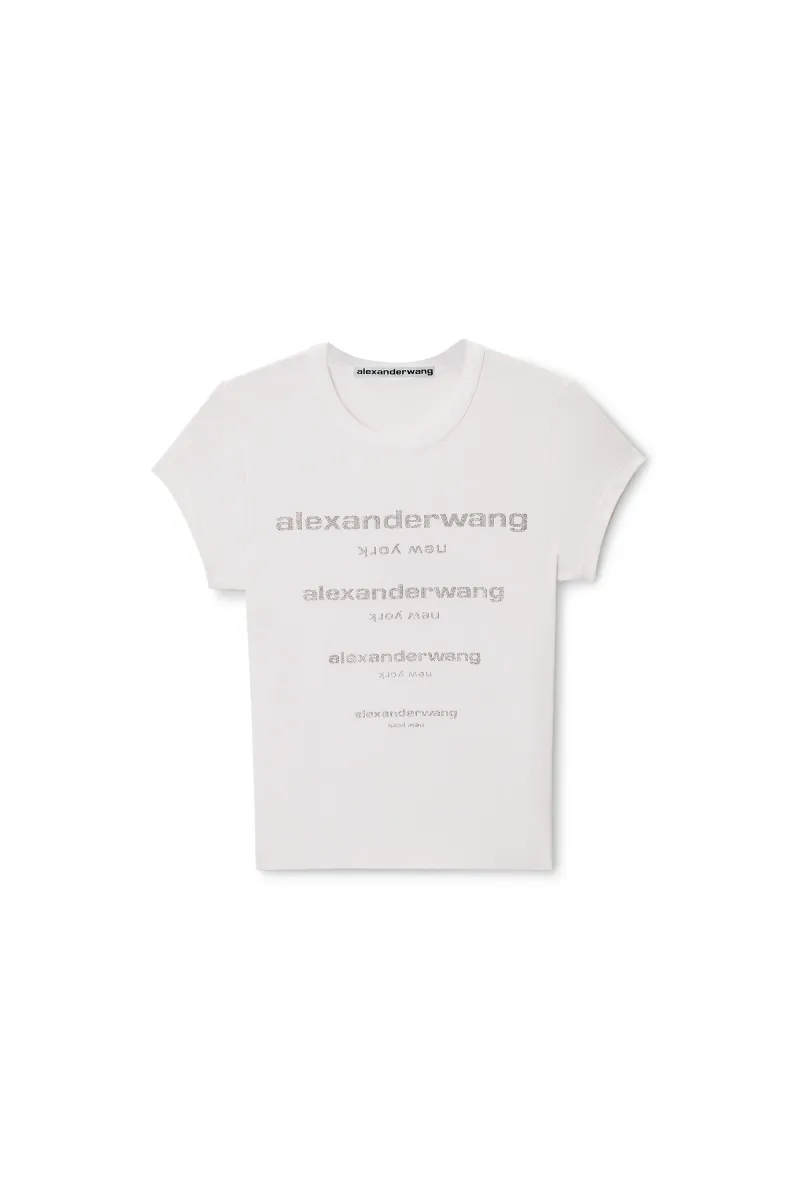 CRYSTAL HOTFIX GRADIENT LOGO FITTED TEE