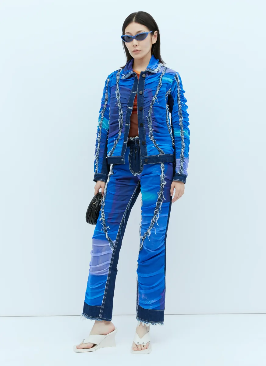 Mesh Construction Denim Jeans